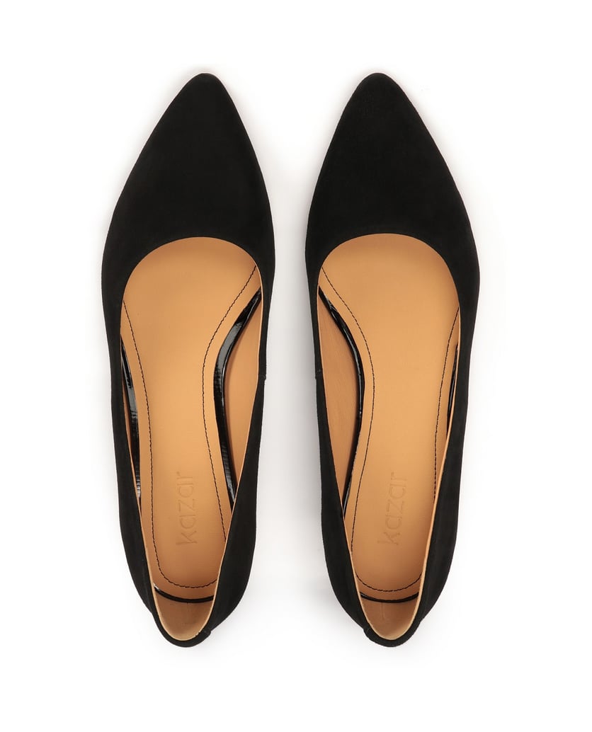 Kazar-Black-suede-low-stiletto-pumps-černá