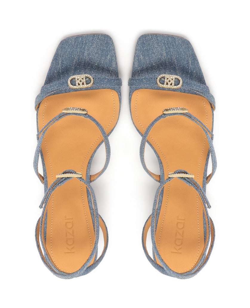 Kazar-Denim-fabric-low-heel-sandals-modrá