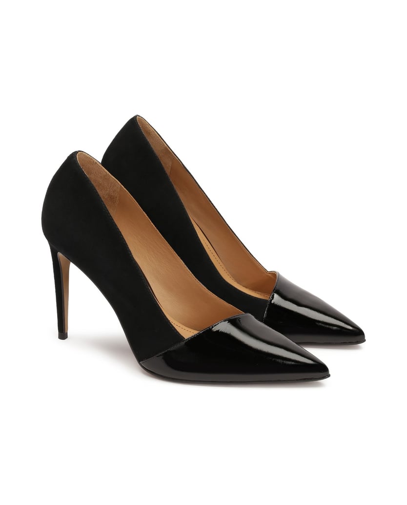 Kazar-Wildlederpumps-mit-Nasen-aus-Lackleder-schwarz