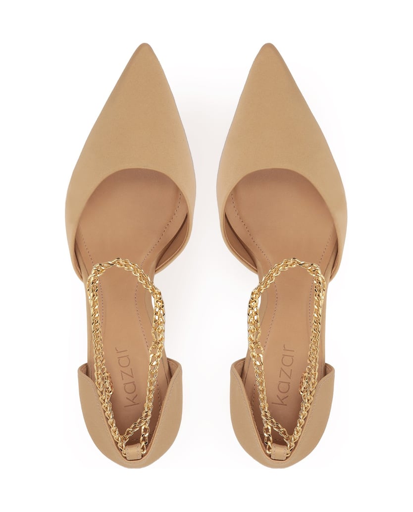 Kazar-Pumps-aus-Stoff,-verziert-mit-einer-Kett