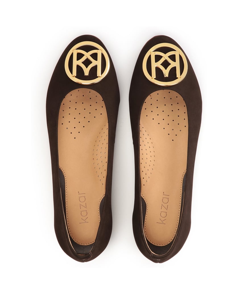 Kazar-Elegante-Ballerinas-aus-braunem-Nubuk