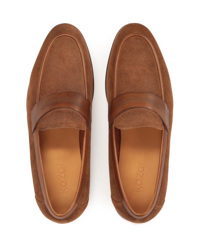 Kazar-Braune-Slipper-aus-Wildleder-mit-Perfora-braun