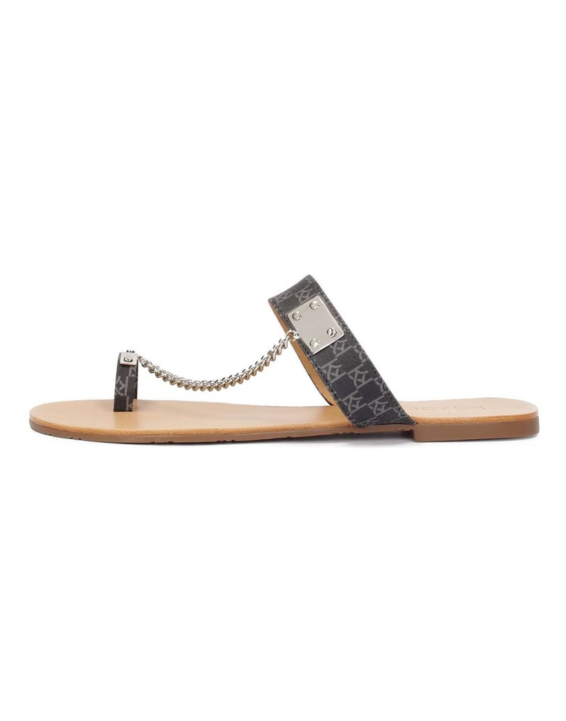 Kazar-Elegant-mules-on-flat-soles-with-KAZAR-monograms-šedá