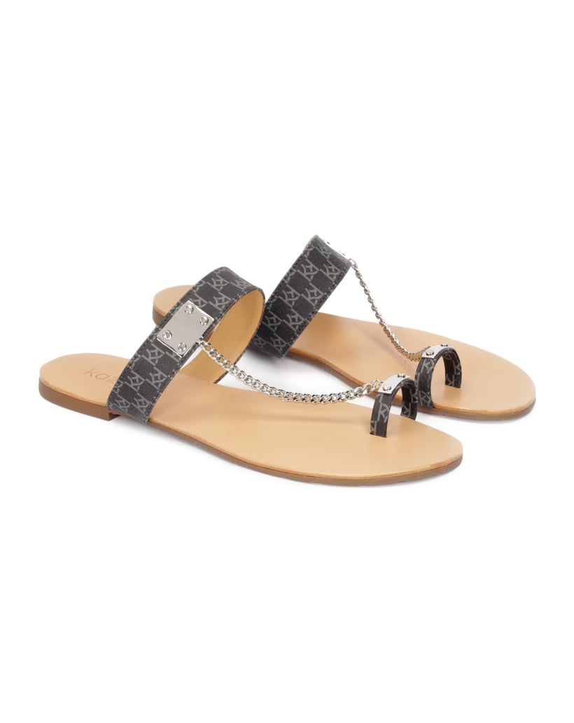 Kazar-Elegant-mules-on-flat-soles-with-KAZAR-monograms-šedá