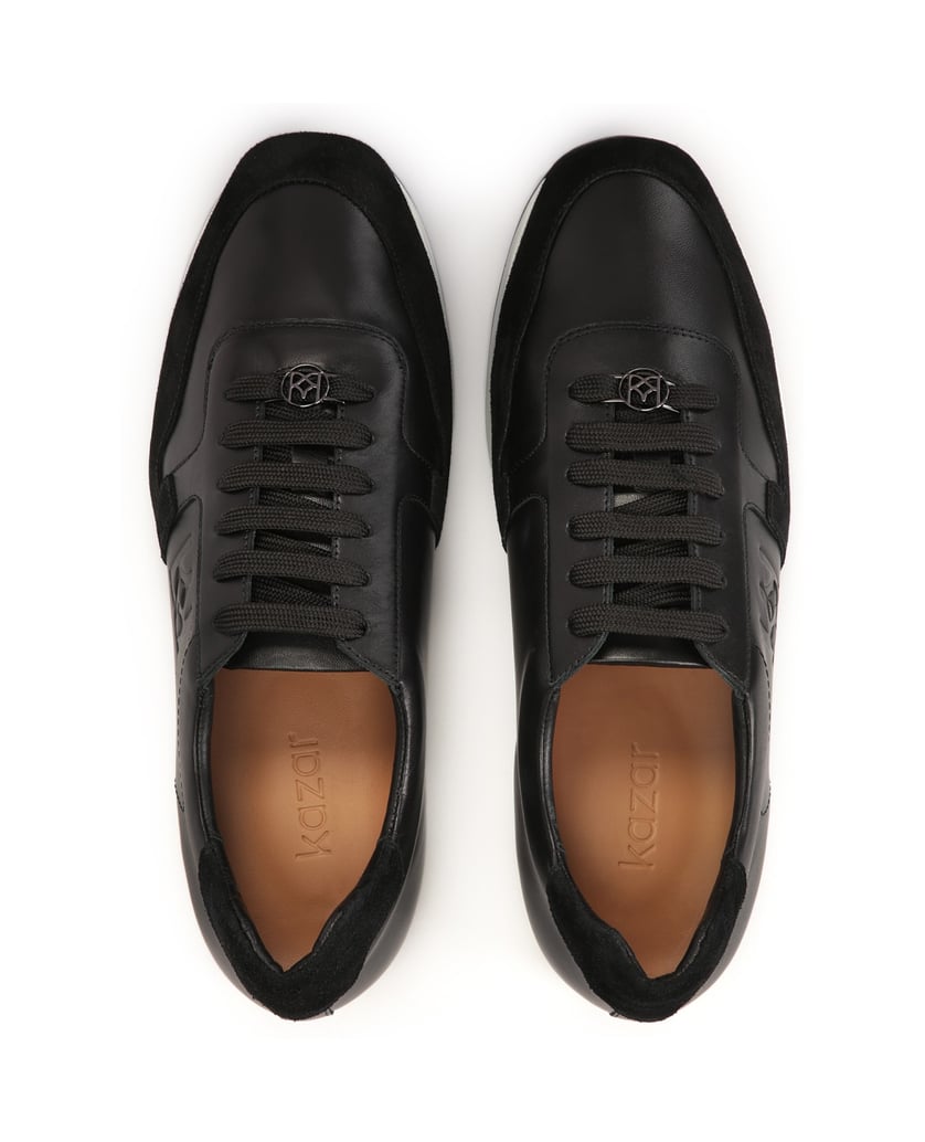 Kazar-Schwarze-Sneakers-aus-Glattleder-und-Wil