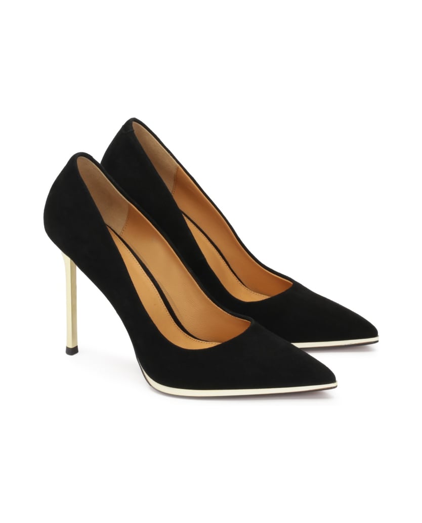 Kazar-Schwarze-Wildlederpumps-mit-goldenem-Absatz-schwarz