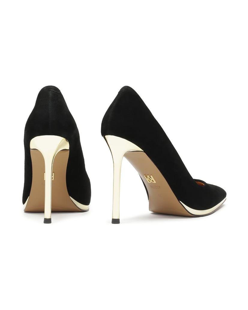 Kazar-Schwarze-Wildlederpumps-mit-goldenem-Absatz-schwarz