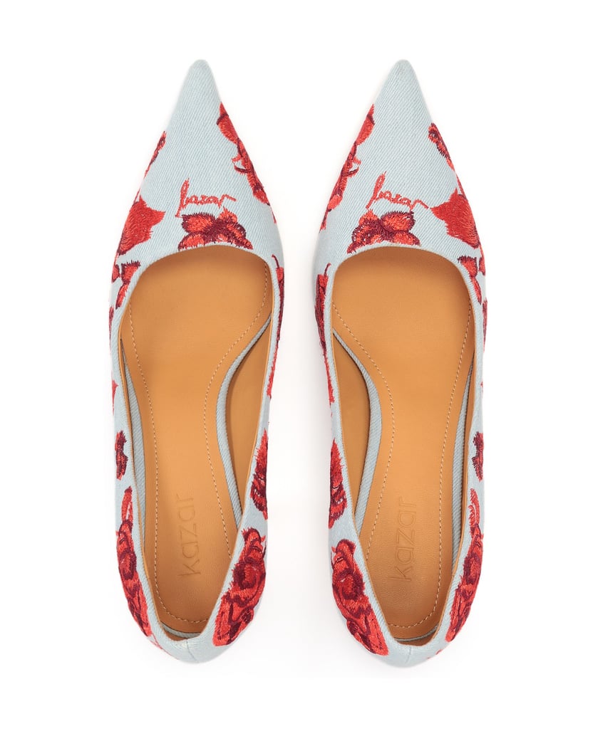 Kazar-Blaue-Denim-Pumps-mit-roten-Blumen-blau