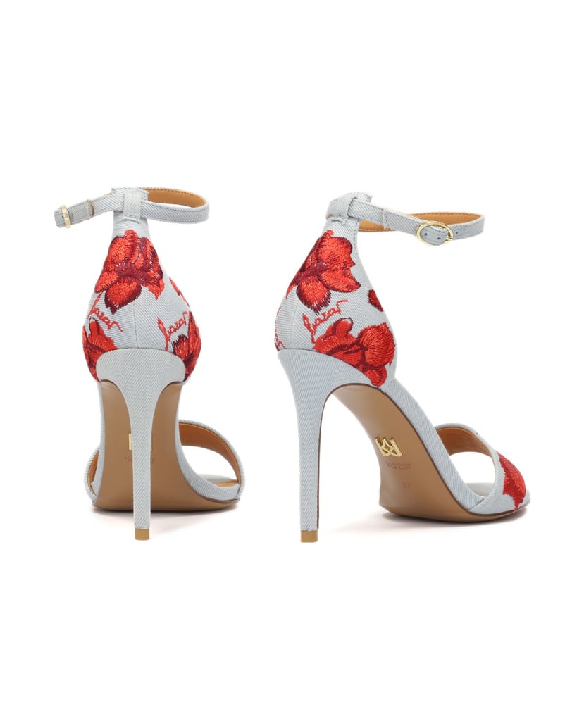 Kazar-Blaue-Sandalen-mit-roten-Blumen-blau