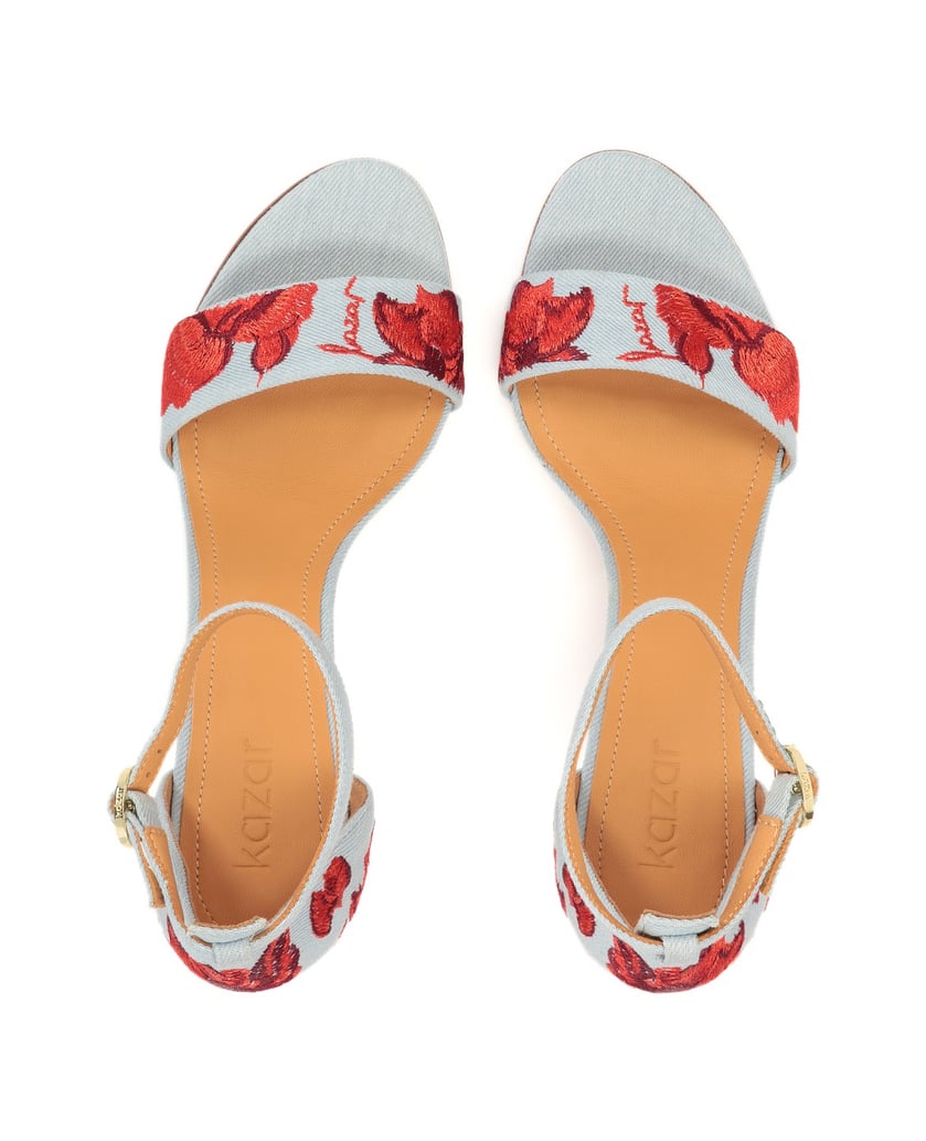Kazar-Blaue-Sandalen-mit-roten-Blumen-blau