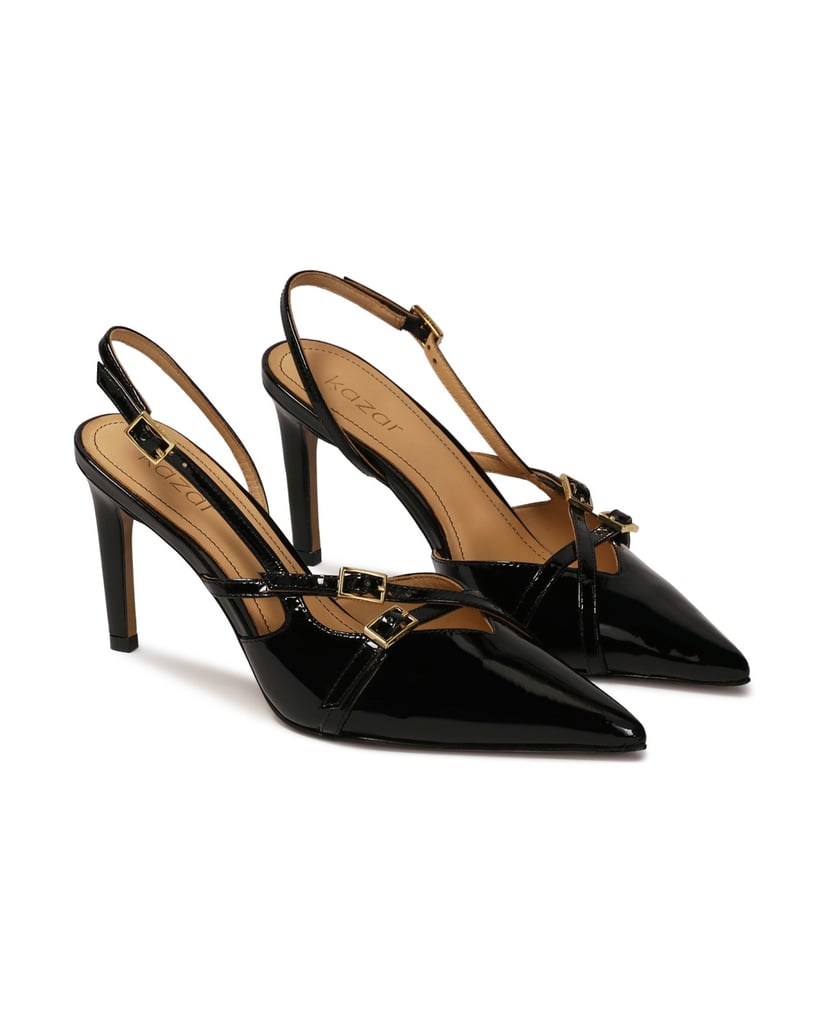 Kazar-Black-patent-leather-pumps-with-open-heels-černá