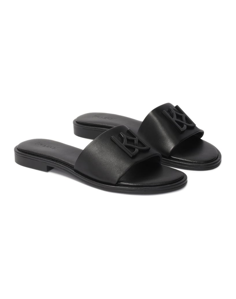 Kazar-Flat-mules-in-black-grain-leather-černá