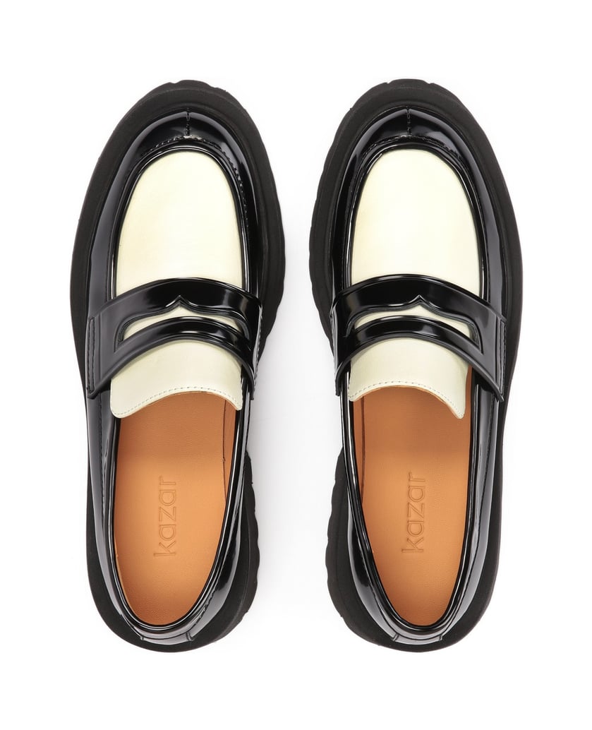 Kazar-Halbschuhe-aus-Leder-in-schwarzer-und-we