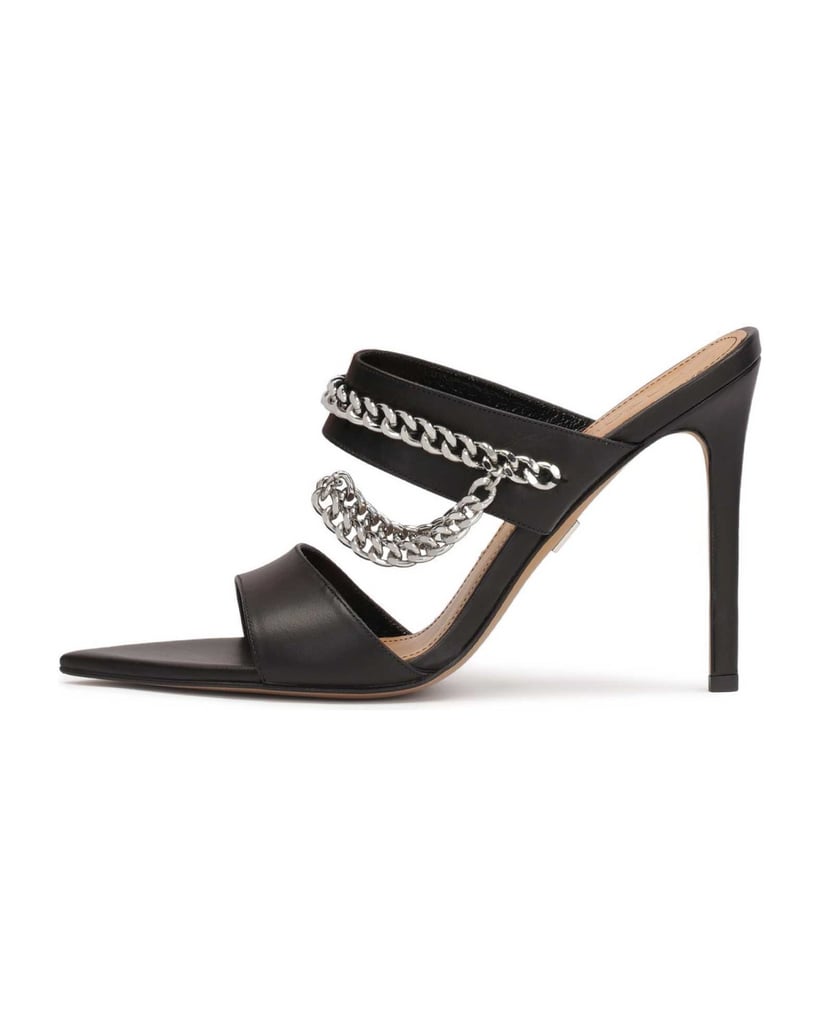 Kazar-Leather-heeled-mules-decorated-with-chain-černá
