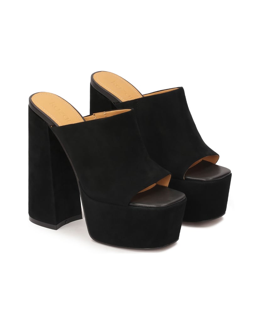 Kazar-Schwarze-Wildlederpantoletten-mit-Pfoste-schwarz