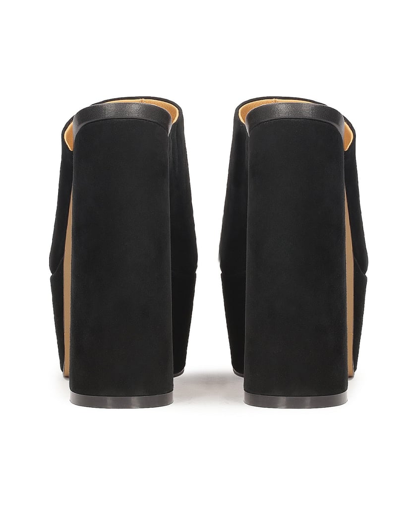 Kazar-Schwarze-Wildlederpantoletten-mit-Pfoste-schwarz