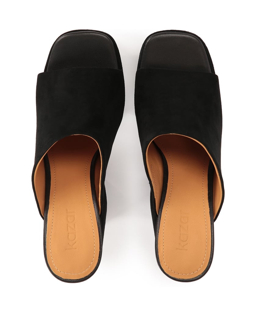 Kazar-Schwarze-Wildlederpantoletten-mit-Pfoste-schwarz