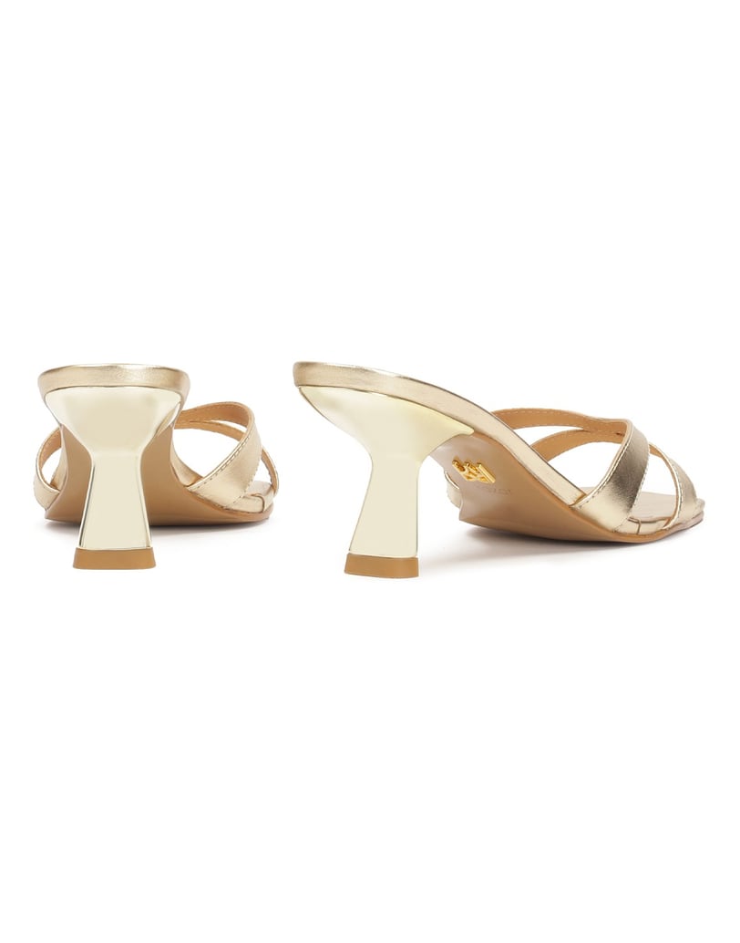 Kazar-Goldfarbene-Pantoletten-mit-niedrigem,-n-gold