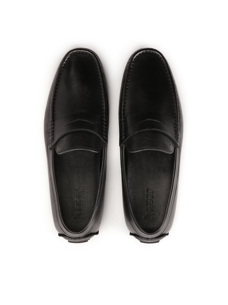 Kazar-Black-men's-moccasins-on-a-comfortable-sole-černá