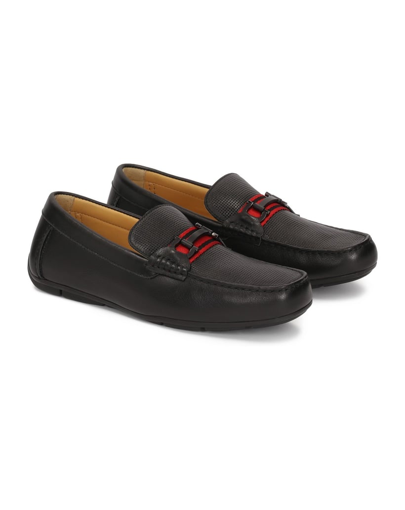 Kazar-Schwarze-Mokassins-mit-rotem-Streifen