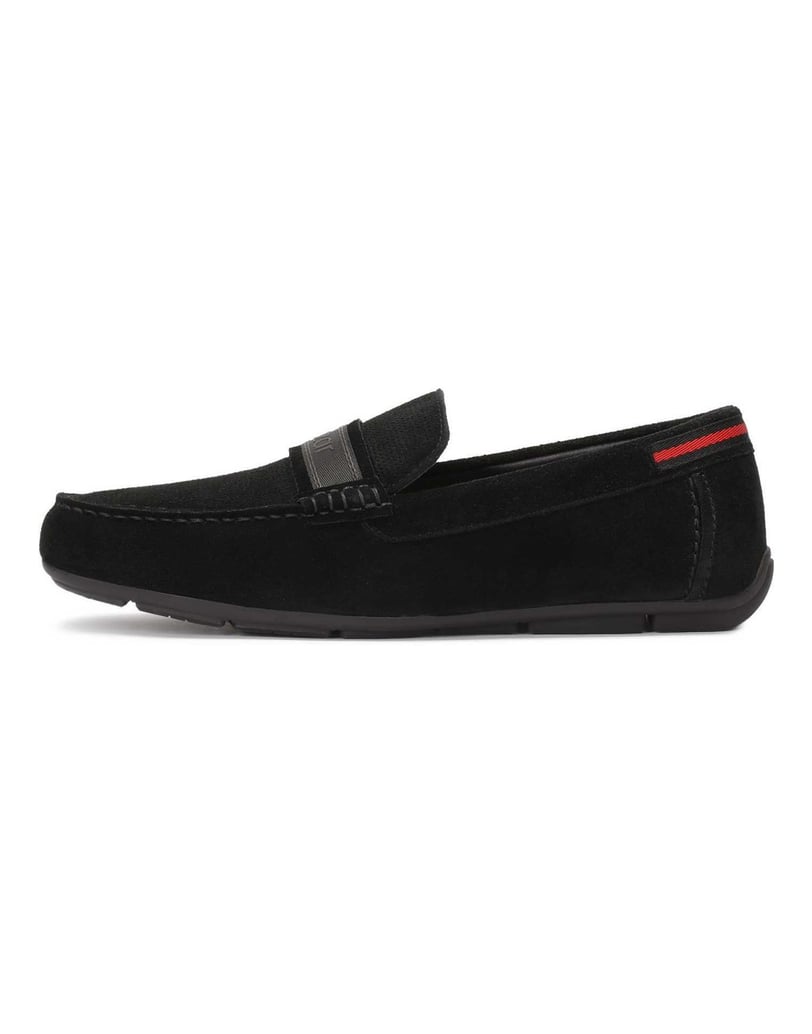 Kazar-Black-suede-moccasins-embellished-with-logo-ribbon-černá