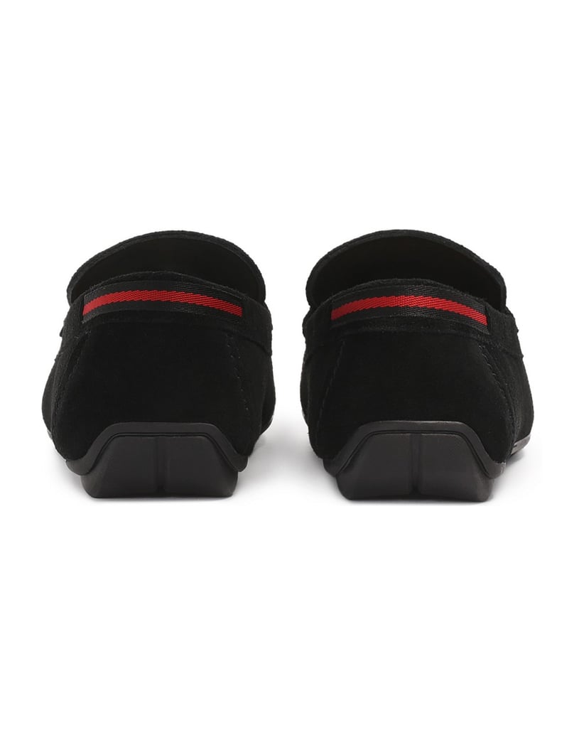 Kazar-Black-suede-moccasins-embellished-with-logo-ribbon-černá