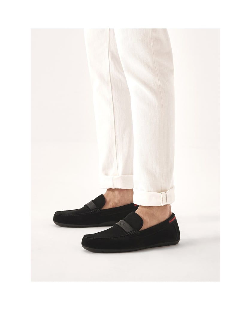 Kazar-Black-suede-moccasins-embellished-with-logo-ribbon-černá