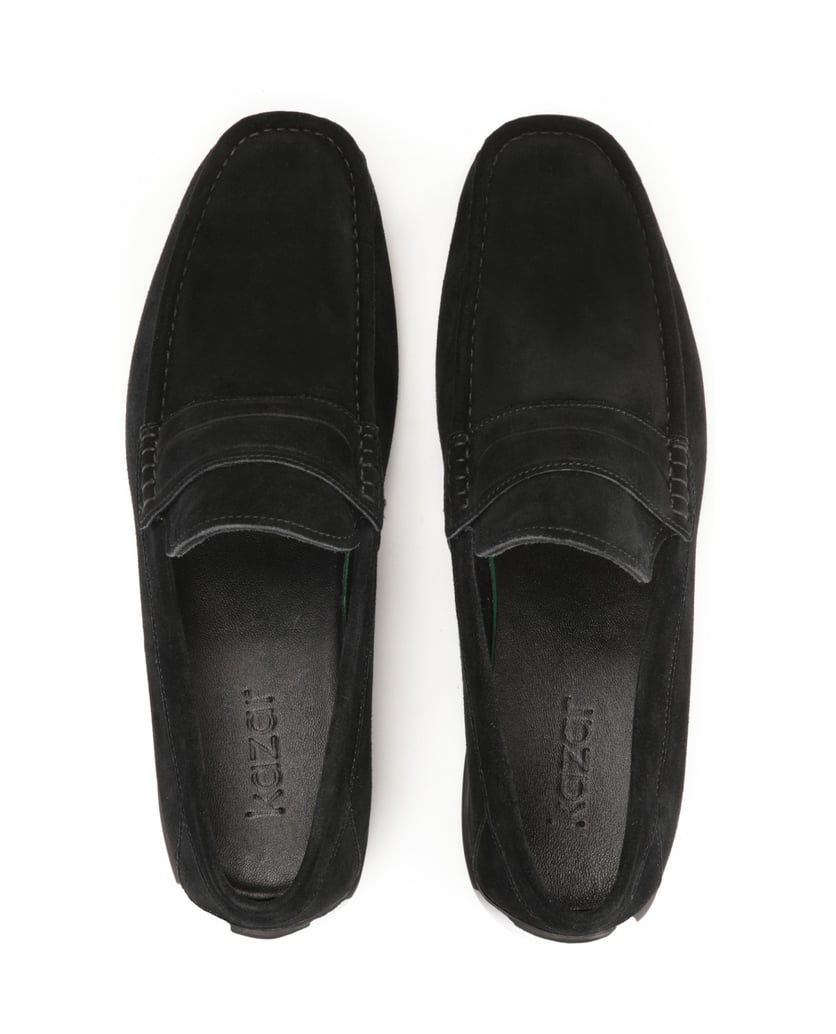 Kazar-Schwarze-Mokassins-aus-Wildleder-mit-mar