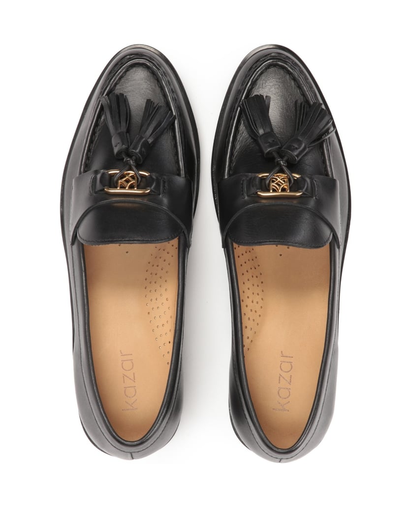 Kazar-Leather-shoes-on-a-flat-sole-decorated-with-hooks-černá