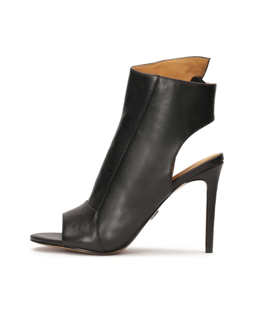 Kazar-Schwarze-Peep-Toe-Stiefel-aus-Leder-schwarz