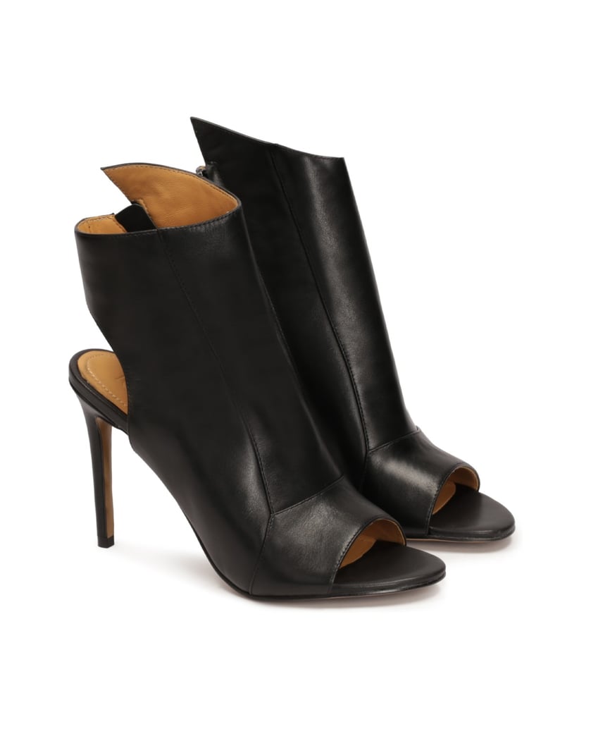 Kazar-Schwarze-Peep-Toe-Stiefel-aus-Leder-schwarz