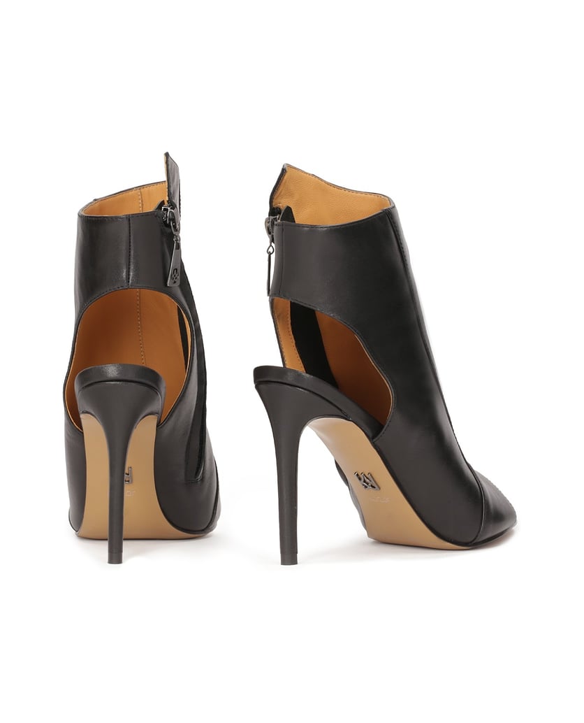 Kazar-Schwarze-Peep-Toe-Stiefel-aus-Leder-schwarz