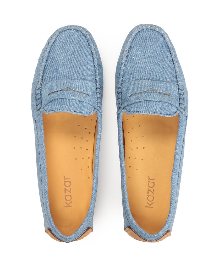 Kazar-Mokassins-aus-blauem-Denim-Stoff-blau