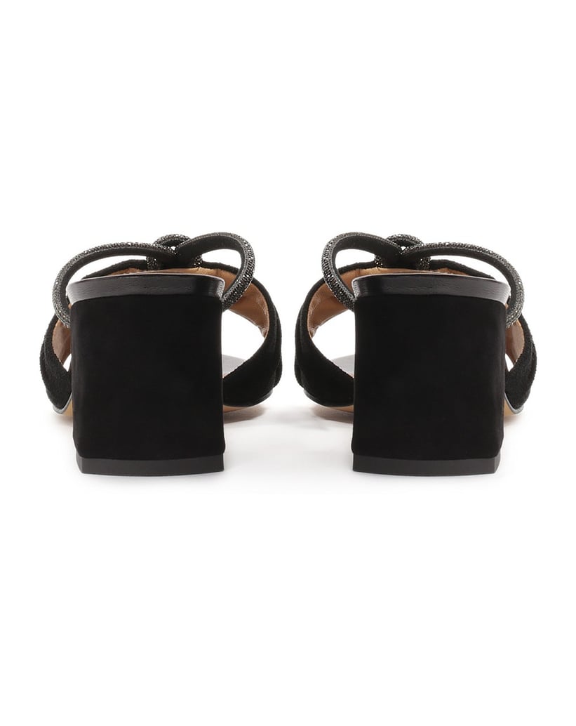 Kazar-Elegante-Wildlederpantoletten-mit-glänze-schwarz