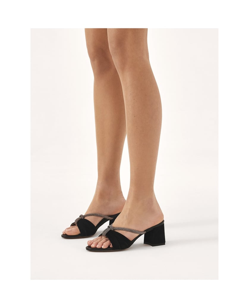 Kazar-Elegante-Wildlederpantoletten-mit-glänze-schwarz