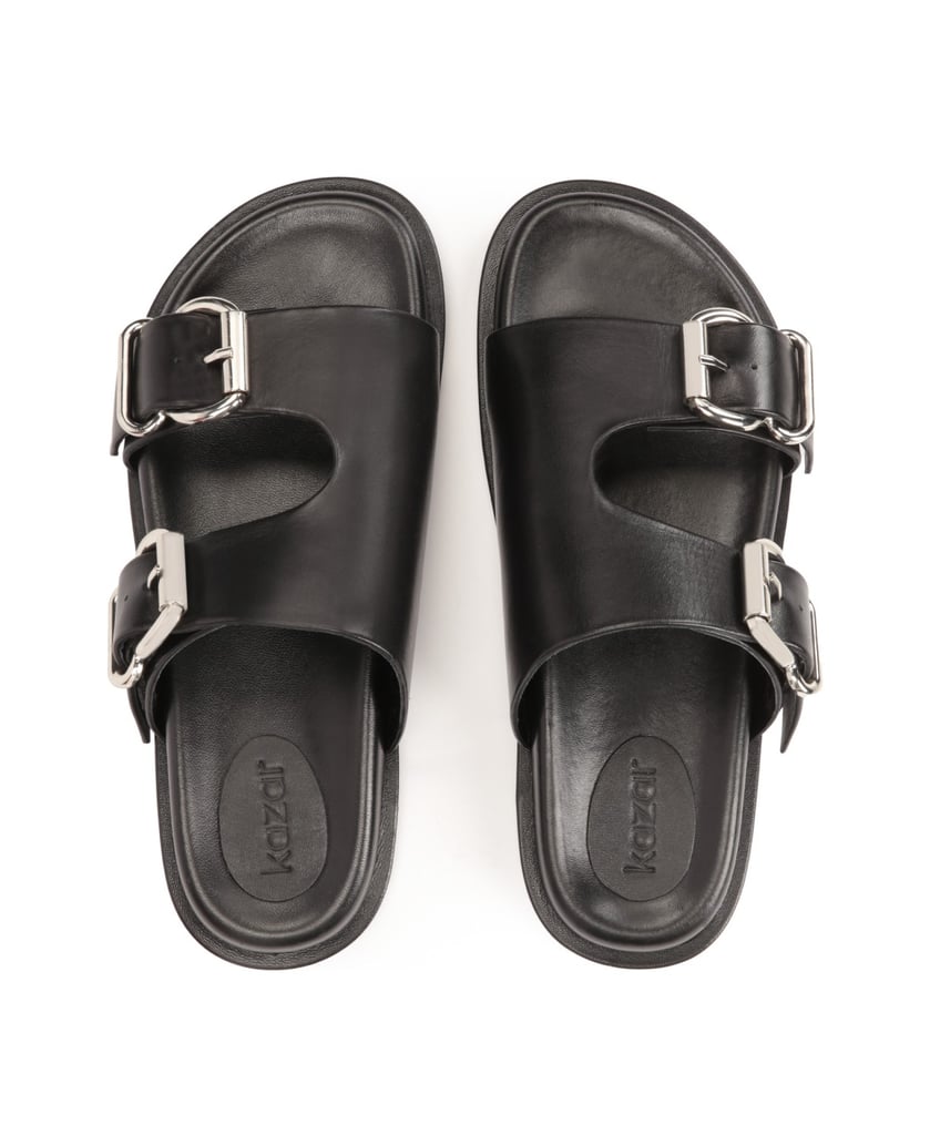 Kazar-Schwarze-Pantoletten-mit-zwei-Schnallen-schwarz