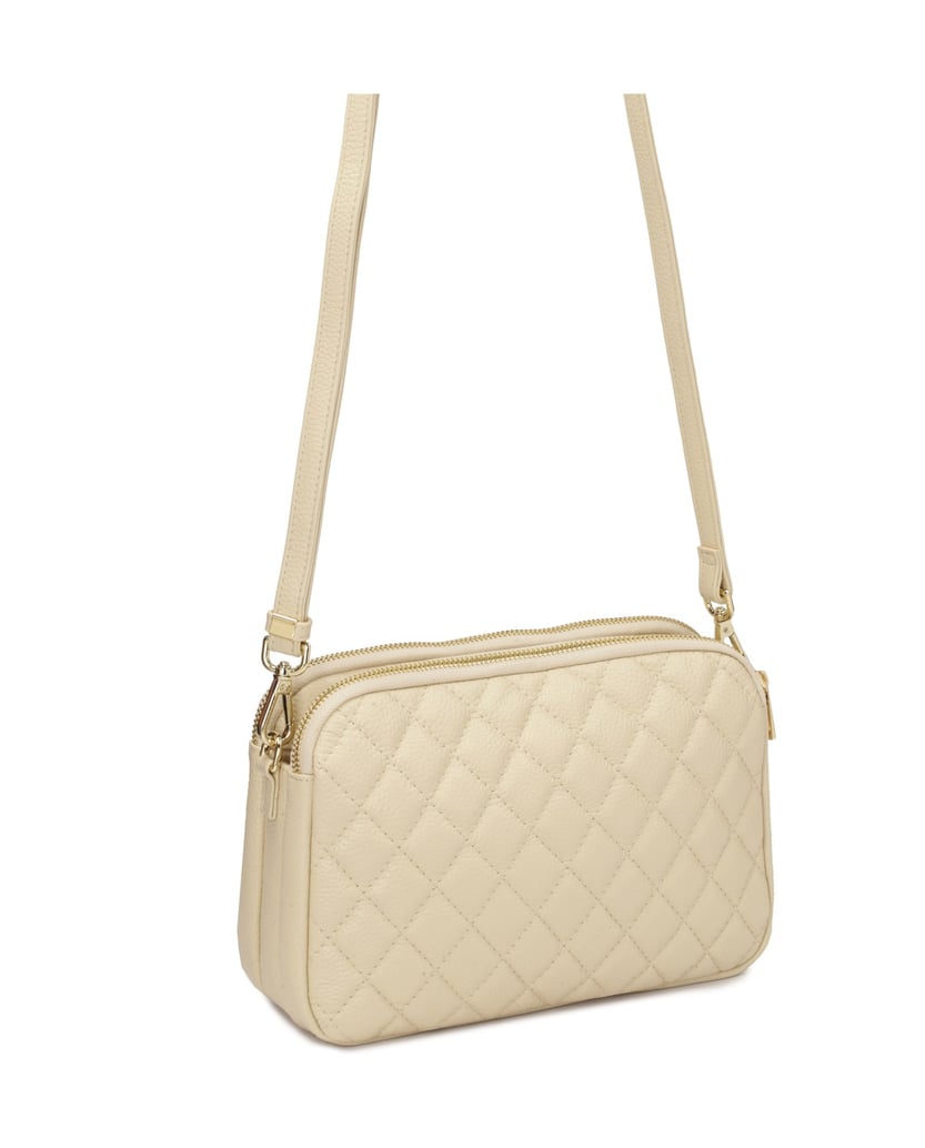 Kazar-Small-handbag-with-quilted-design-on-leather-strap-béžová