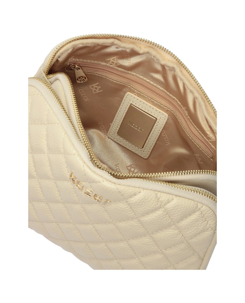 Kazar-Small-handbag-with-quilted-design-on-leather-strap-béžová