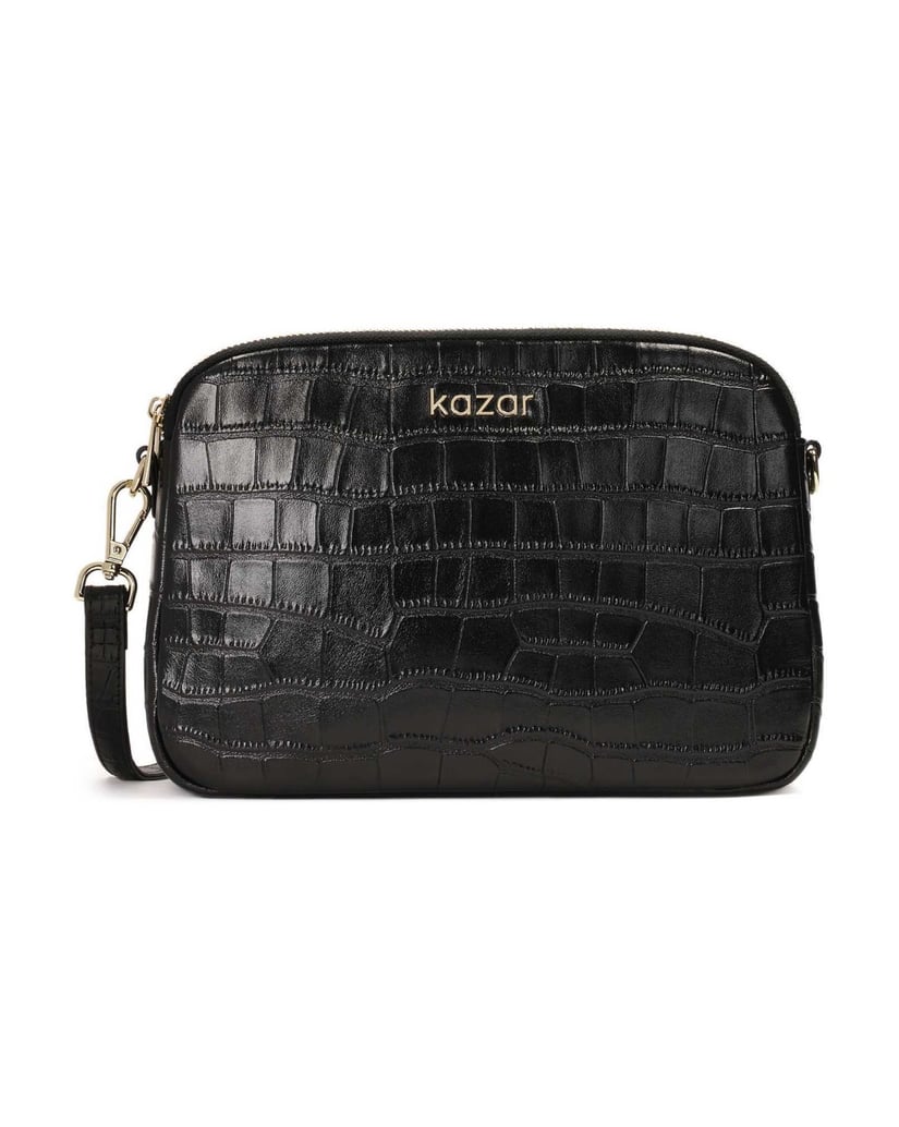 Kazar-Classic-black-croco-leather-handbag-černá