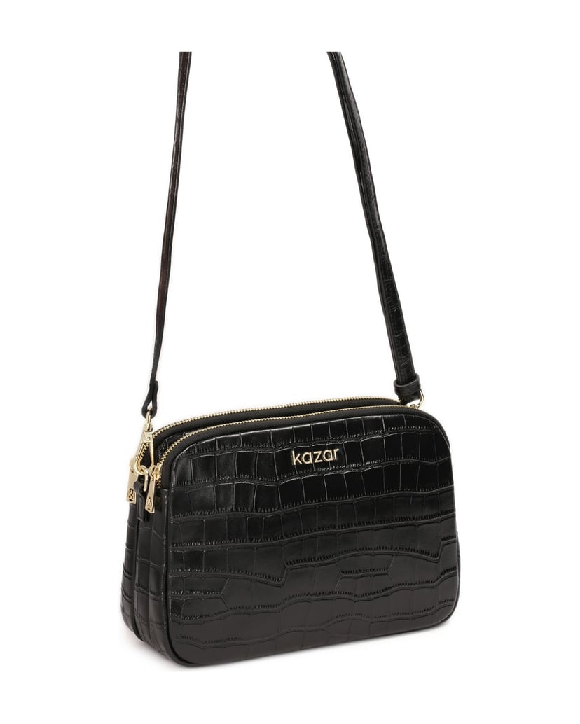 Kazar-Classic-black-croco-leather-handbag-černá