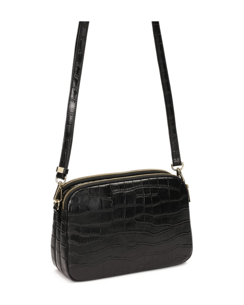 Kazar-Classic-black-croco-leather-handbag-černá