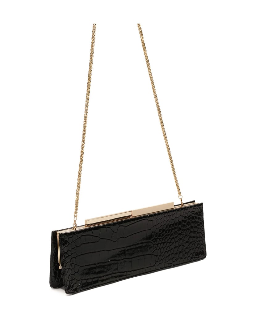 Kazar-Längliche-Beistelltasche-aus-Leder-mit-K-schwarz