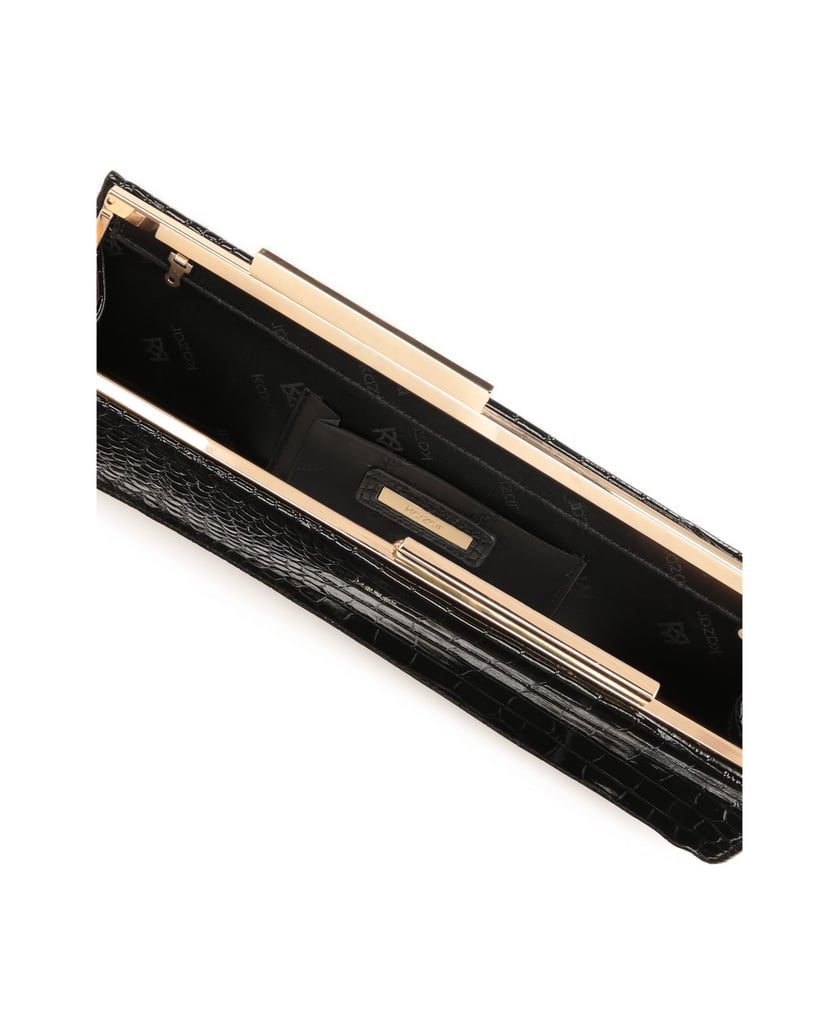 Kazar-Längliche-Beistelltasche-aus-Leder-mit-K-schwarz