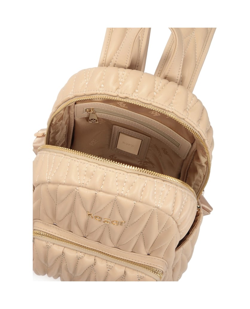 Kazar-Quilted-beige-grain-leather-backpack-béžová