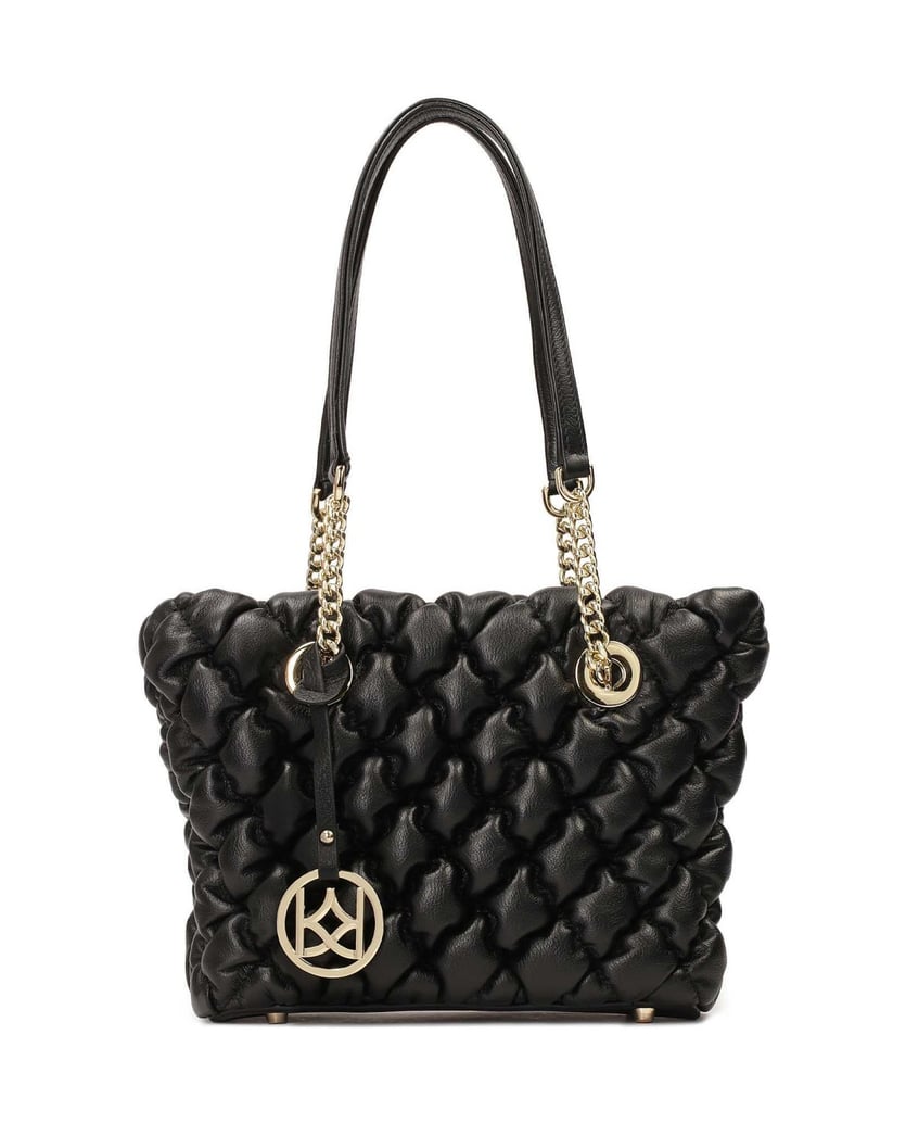 Kazar-Weiche,-gesteppte-Handtasche-mit-Schulte-schwarz