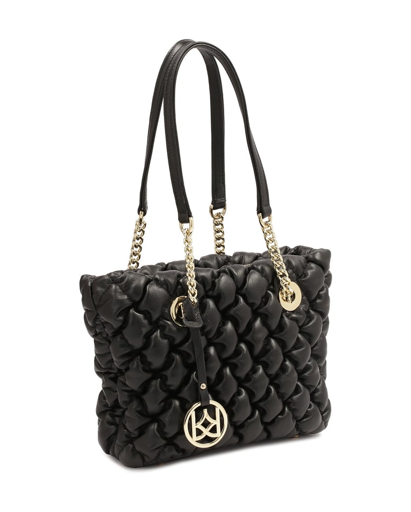 Kazar-Weiche,-gesteppte-Handtasche-mit-Schulte-schwarz