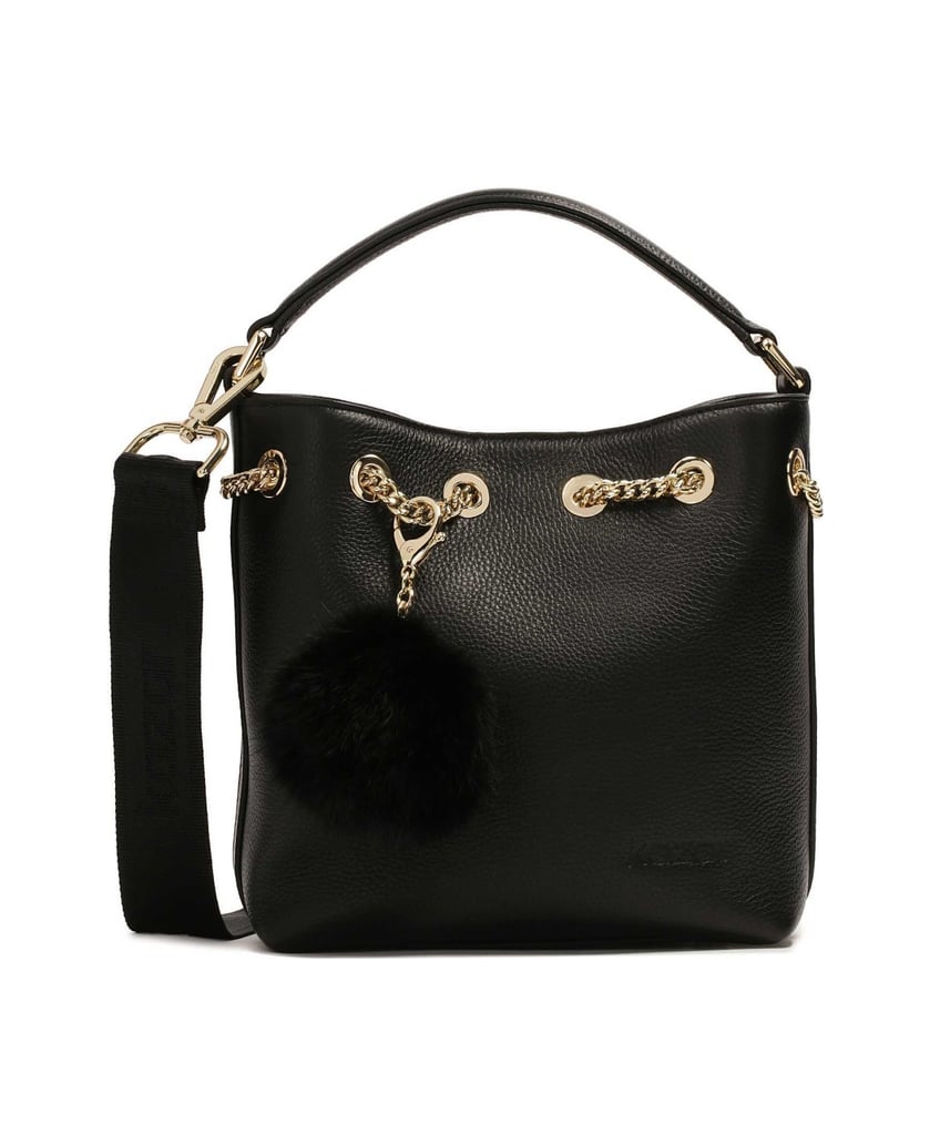 Kazar-Schwarze-Handtasche-mit-Bommel