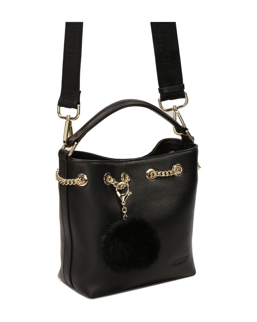 Kazar-Schwarze-Handtasche-mit-Bommel