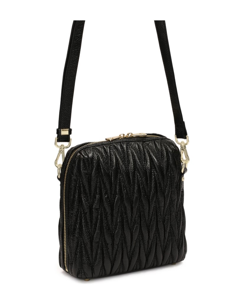 Kazar-Schwarze-Lederhandtasche-mit-langem-Riem