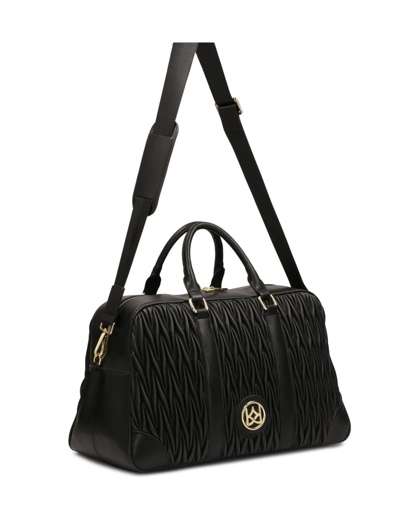 Kazar-Schwarze-Reisetasche-aus-weichem,-gestep-schwarz